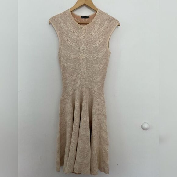 Alexander McQueen Cap-Sleeve Spine Lace Dress - Picture 2 of 7